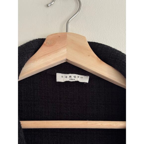 SANDRO Black Mini Dress With Tailored Collar Size 36 - Picture 5 of 10